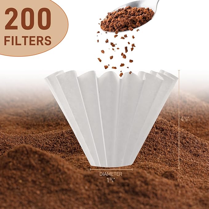 200 Pack Stagg [XF] Pour Over Coffee Paper Filters - Paper Coffee Filters Designed for the Stagg [XF] Drip Coffee Maker (White)