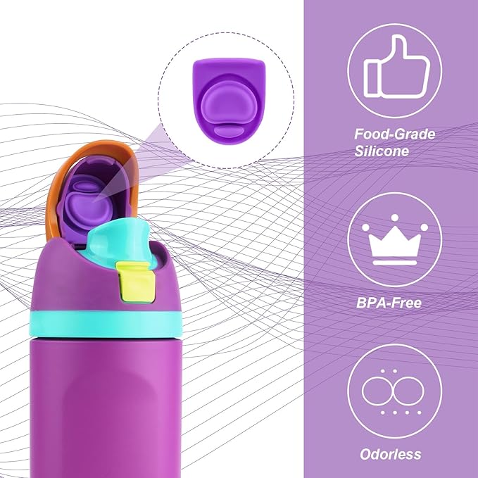 2pcs Water Bottle Top Lid Compatible with Owala FreeSip 24oz 32oz, Sealing Parts Replacement Stopper Silicone Plug Accessories for Owala Free Sip 19/24/32/40oz Seal Gasket Bottle Cap Mouth (Purple)