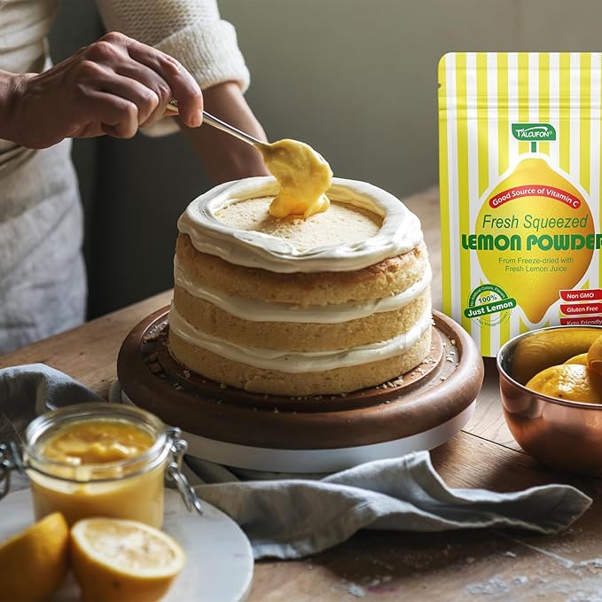 TALCUFON Freshly Squeezed Lemon Powder 10 Oz, Just Cold Pressed, Freeze Dried Lemon Juice Powder No Added Sugar, Gluten Free, Non-GMO Great Flavor for Drinks, Smoothie, & Beverages 284G