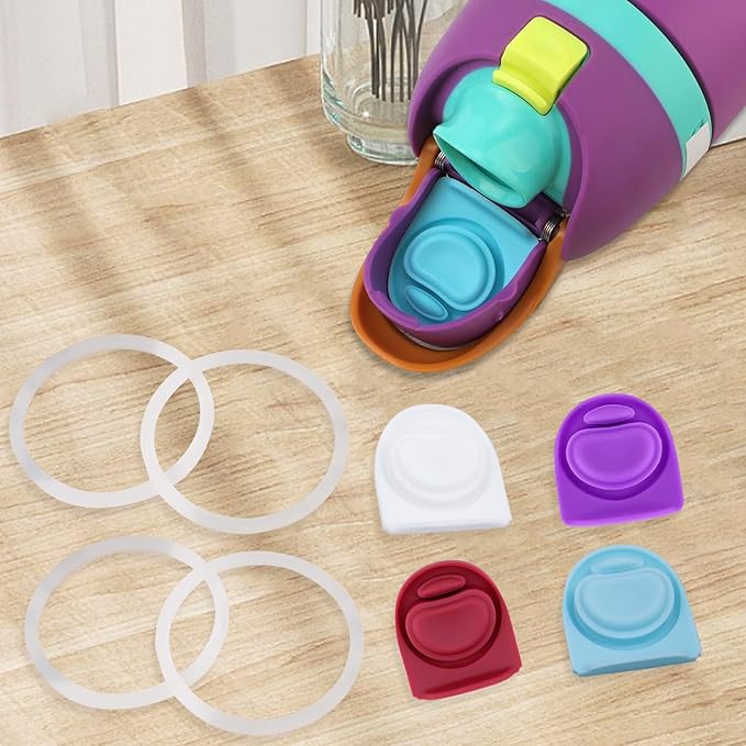 4 Sets Replacement Seal Gasket Stoppers for Owala Freesip Cap Mouth,Silicone O Sealing Ring Parts Water Bottle Top Lid Accessories for Owala Freesip 16/19/24/32/40oz（4 Colors 8）