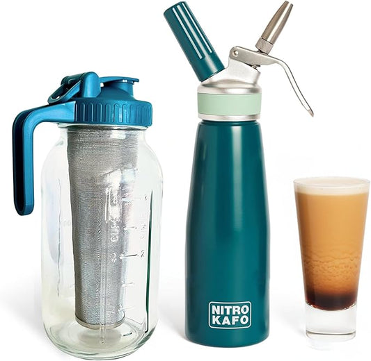 Premium 1L Nitro Coffee Maker, Aluminum Nitro Cold Brew Coffee Maker with Special Nitro Diffuser Nozzle & Cold Brew Pitcher for Making Nitro Cold Brew, 1 Quart/1L