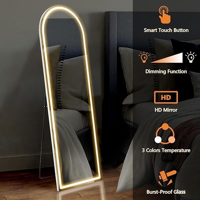 NEWBULIG Full Length Mirror, Upgraded Body Wall Mirrors with Shatter-Proof Glass, Floor Standing Mirror, Home Wall Decor