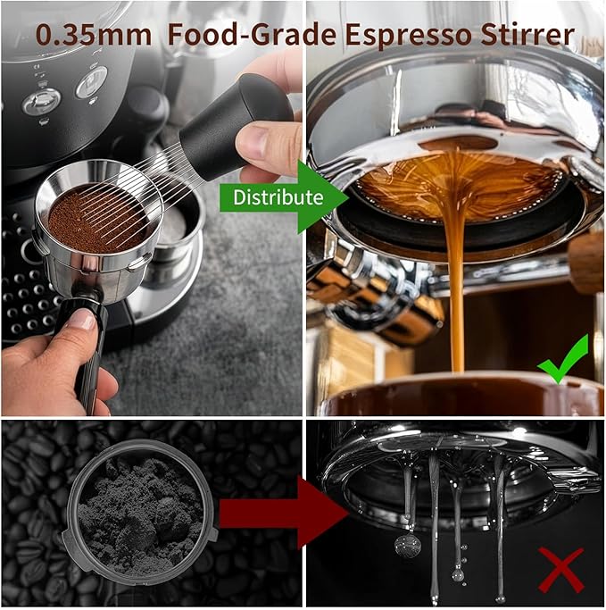 54mm Espresso Accessories Kit - 3 PCS Heavy Duty Dual Head Coffee Distributor and Tamper, WDT Tool, Magnetic Dosing Funnel - Fits Delonghi Breville 54mm Machines and Portafilter