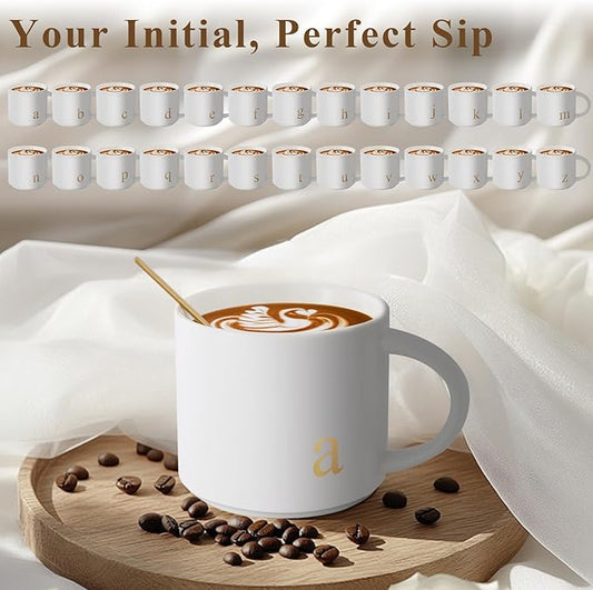 Monogrammed Ceramic Large Coffee Mug Tea Cup Girlfriend Gf Gifts Future Mrs for Her Women Boyfriend 1 One Year Anniversary Meaningful Cute Romantic Christmas Xmas First Valentines I Love You More,C