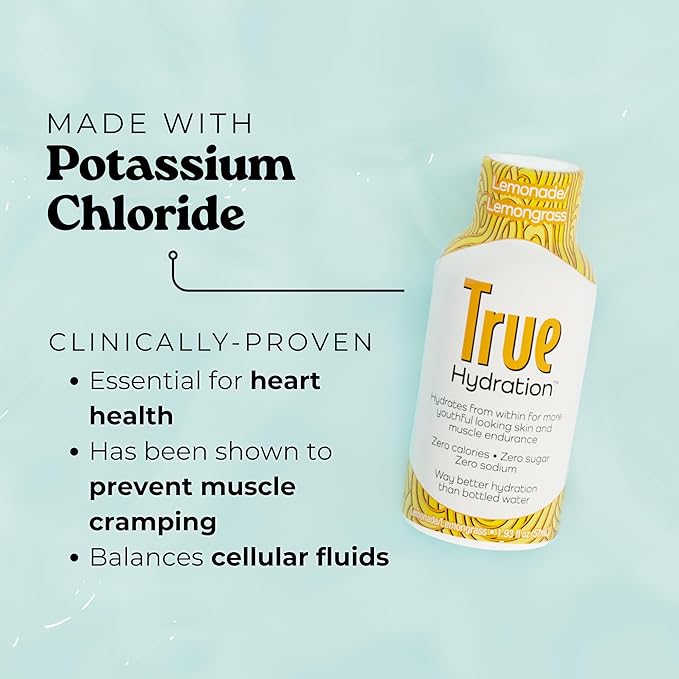 True Hydration Electrolyte Shots, 12-Pack – Supports Sleep Quality, Daily Wellness & Muscle Cramps – Magnesium, Potassium & Taurine – Zero Sugar, Zero Sodium – Lemonade