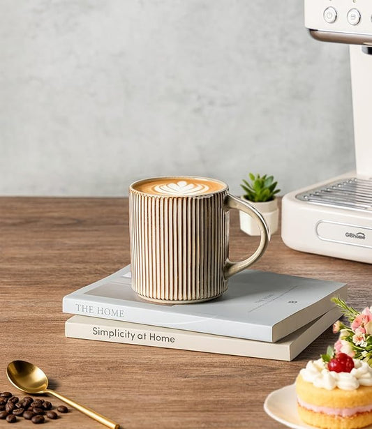 GBhome Coffee Mugs Set for 6, 12oz Coffee Cups with Handle for Man,Woman,Dad,Mom, Stoneware Mugs Sets for Coffee, Latte,Tea, Hot Cocoa, Milk, Dishwasher&Microwave Safe, Cappuccino