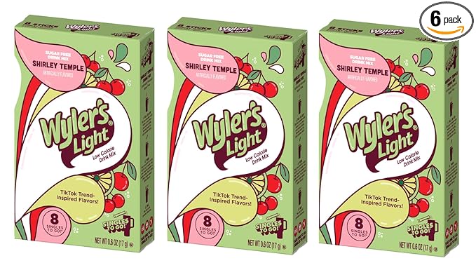 Wyler's Light Singles To Go Powder Packets, Water Drink Mix, 8 Count, 3 Boxes(24 Single Servings) (Shirley Temple)
