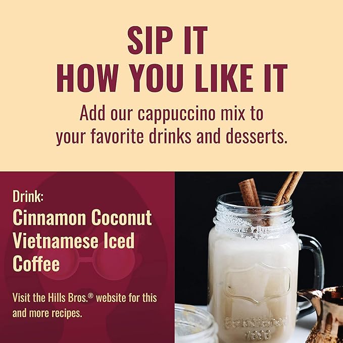 Hills Bros. Cappuccino Mix – Rich, Frothy Coffeehouse-Tasting Instant Drink Mix – Quick and Easy Preparation – Perfect for Hot & Iced Drinks & Creaming Coffee – Rich Variety Pack, 2 Packs of 16oz & 1 Pack of 14oz