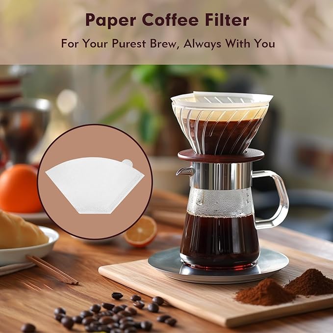 Coffee Filters #2 Cone Paper, 200 Count White Disposable Natural Coffee Filter Paper for Pour Over and Drip Coffee Makers, #2 Cone Filter U-Shaped (2-6 Cup)