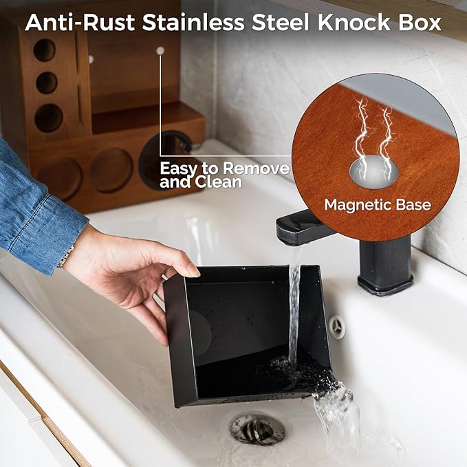 ARC Espresso Tamping Station With Knock Box, Coffee Organizer Box Fit For 51/54/58MM Portafilter, Tamper, Distributor, Puck Screen Espresso Accessories, With Drying Bar Mat, Cleaning Brush, Shot Cup