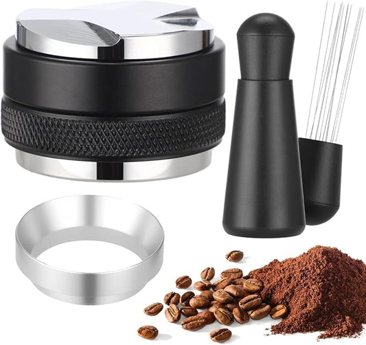 51mm Espresso Accessories Kit, Including Dual-Head Coffee Distributor, 12-Needle WDT Tool, Dosing Funnel, Espresso Tamper Set for Coffee Lovers Baristas