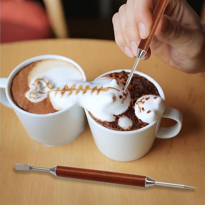 2 Pcs Latte Art Pen Cinnamon Pen for Barista, Coffee Latte Art Tools Barista Espresso Accessories for Coffee Bar Baristas Make Latte Cappuccino Macchiato