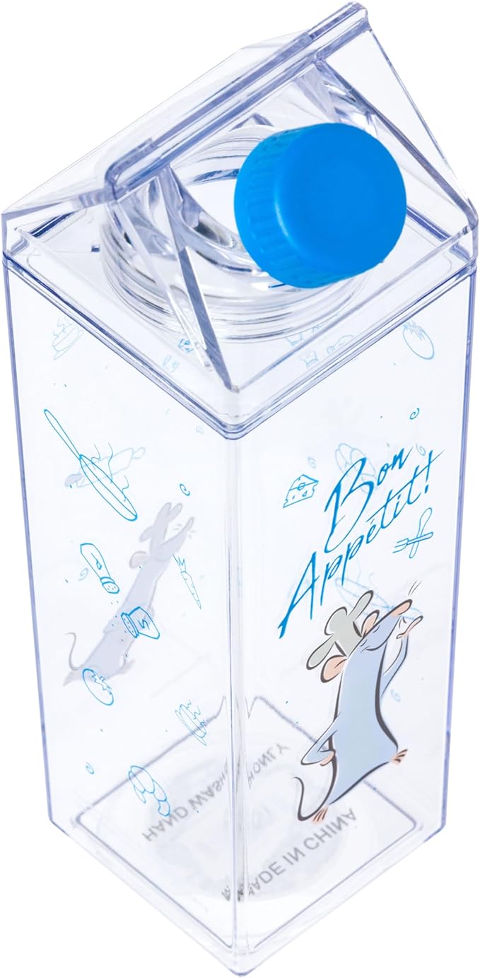 Silver Buffalo Disney Pixar Ratatouille “Bon Appetit” Plastic Milk Carton Bottle Featuring Remy, 16.2 Ounces