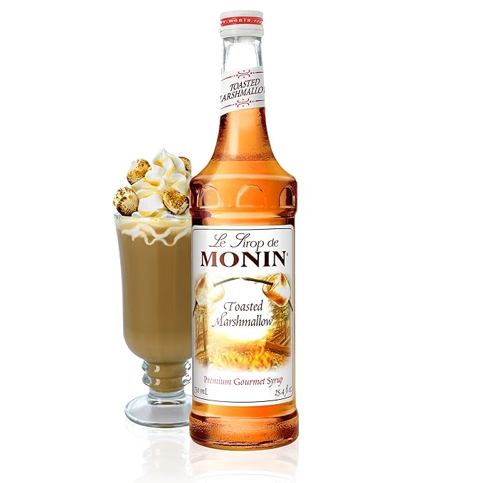 Monin - Toasted Marshmallow Syrup, Flavor of Campfire Treats, Natural Flavors, Great for Mochas, Shakes, Cocoas and Cocktails, Non-GMO, Gluten-Free (750 ml)