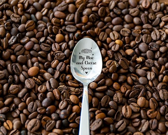 My Mac and Cheese Spoon Funny Engraved Stainless Steel Spoon,Best Coffee Tea Dessert Spoon Gift for Mac and Cheese Lovers Women, Men,Kid,Friends, Sister,Parents Birthday Christmas Gifts