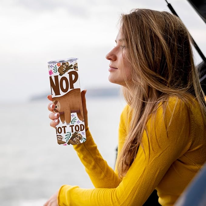 Sloth Gifts Stainless Steel Tumbler, Cute Capybara Water Bottle Double Wall Travel Coffee Mug Vacuum Insulated Thermal Cup, Graduation Birthday Animal Lovers Gifts for Women Girls Sloth Lovers