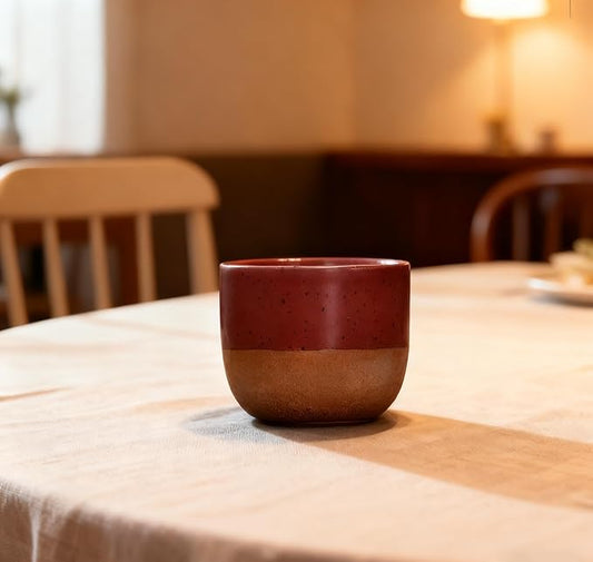 WSEjdjDH Vintage ceramic espresso mug, handleless, handmade ceramic mug