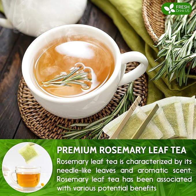 FreshDrinkUS, Premium 135 Rosemary Leaf Tea Bags, 100% Natural and Pure Rosemary Dried Leaves, Pure Herbal Tea, No Additives, No Caffeine, No Gluten, Vegan. (135 Tea Bags)