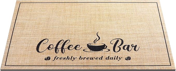 Absorbent Coffee Mat, Fashion Dish Drying Mat for Kitchen Counter Coffee Bar Accessories Espresso Machine Dish Rack 12" x 20" Beige