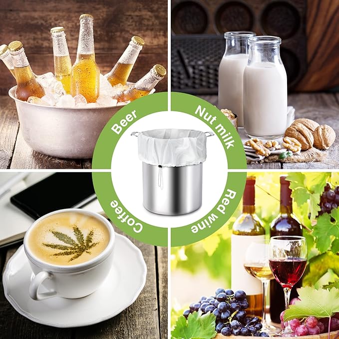 Chumia 30 Pack Brew Bags Reusable Extra Large 26 x 22'' Fine Mesh Strainer Cold Brew Filters Drawstring Cheese Cloth Straining Bags Wine Making Supplies for Fruit Cider Beer