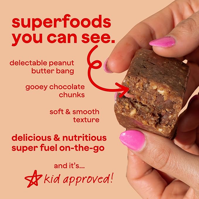 The Bomb Co. Blender Bomb Bar, Peanut Butter Cookie Dough, Superfood Snack Bar for Gut Health, Peanut Butter, Hemp Seeds, Chia Seeds, Flax Seeds, Sea Salt, Aloe Vera, Vegan Chocolate Chips, 9 Bars