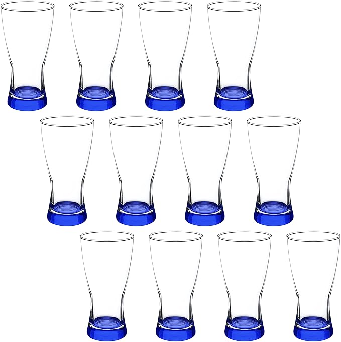 DISCOUNT PROMOS Pilsner Glasses 13.25 oz. Set of 12, Bulk Pack - Made in the USA, Perfect for Hotels, Restaurants, Bars and Even Party Favors - Blue