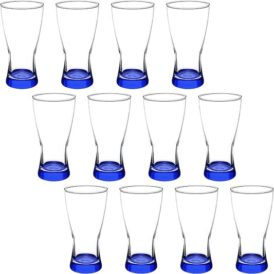 DISCOUNT PROMOS Pilsner Glasses 13.25 oz. Set of 12, Bulk Pack - Made in the USA, Perfect for Hotels, Restaurants, Bars and Even Party Favors - Blue