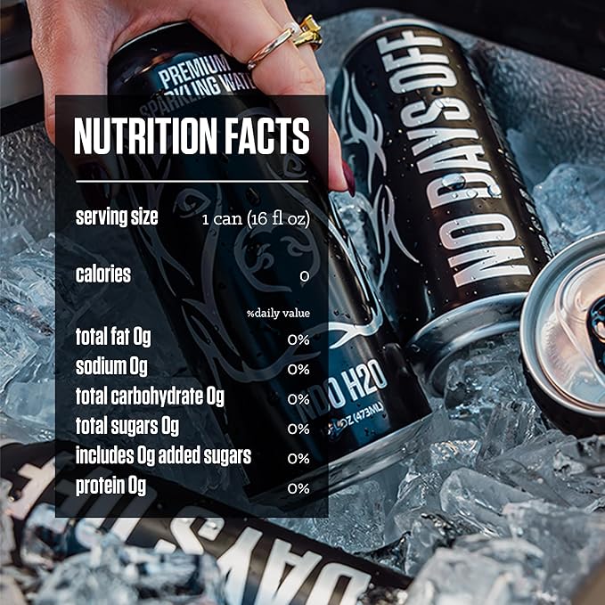 NO DAYS OFF Premium Sparkling Water - 12 Pack,16 fl oz, Sparkling (Unflavored) - Ultra-Purified Reverse Osmosis with Gentle Carbonation, Served in BPA-free 100% Recyclable Cans