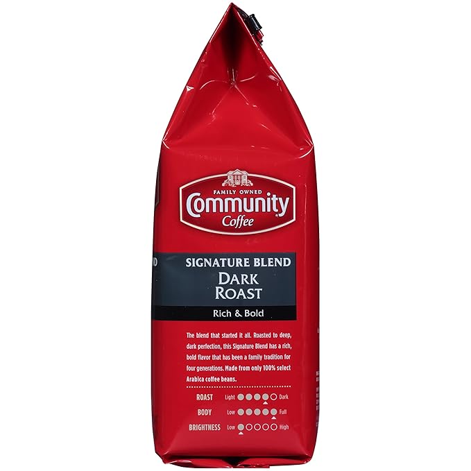 Community Coffee, Signature Blend Dark Roast, Premium Ground Coffee, 72 Ounces, 12 oz (Pack of 6)