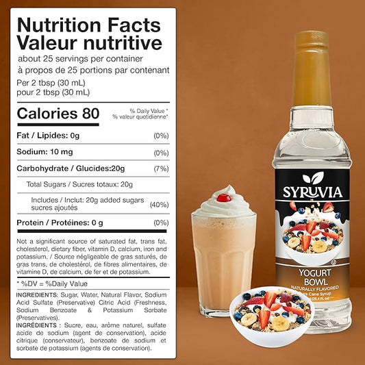 Syruvia Coffee Syrup, Yogurt Bowl Flavored Syrup for Drinks, Lattes and Desserts – 25.4 fl oz