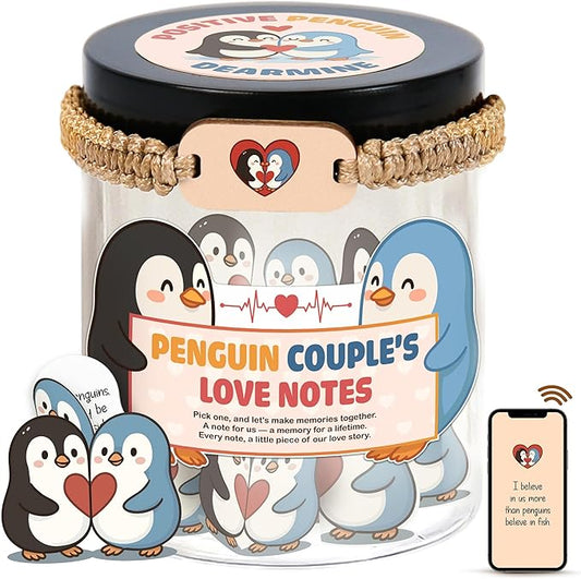 60 Love Notes For Him Her, Penguin Couple's Love Notes, Anniversary Card Long Distance Relationship Gifts For Boyfriend Girlfriend