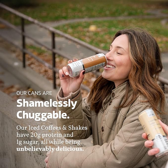 Slate Milk - High Protein Milk Shakes & Iced Coffees - Classic Chocolate, Mocha Latte, Vanilla Latte, French Vanilla -Lactose Free,20g Protein,1g Sugar, 100 Calories,1-2g Net Carbs -11 fl oz, 12 Cans