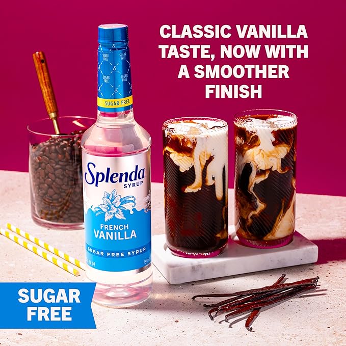 Splenda Coffee Syrup, French Vanilla, Sugar Free, Flavored Liquid Syrups for Drinks, 750 ml Bottle