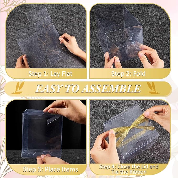 50 Pcs Mug Gift Boxes Clear Tumblers Packaging Box with Ribbon for Sublimation Tumblers Compatible with Stanley 11oz 12oz 15oz 20oz 30oz 40oz(4.9 x 4.3 x 4.1 Inch)