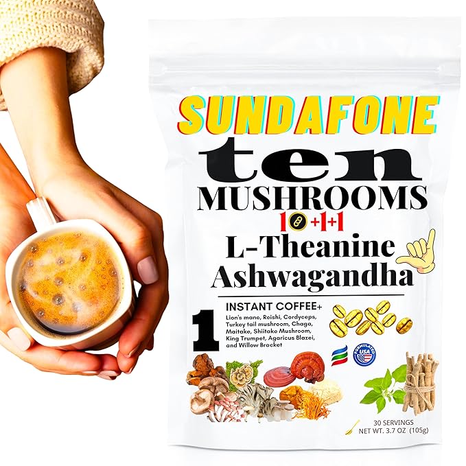 SUNDAFONE Mushroom Coffee 12 Adaptogenic Instant Coffee