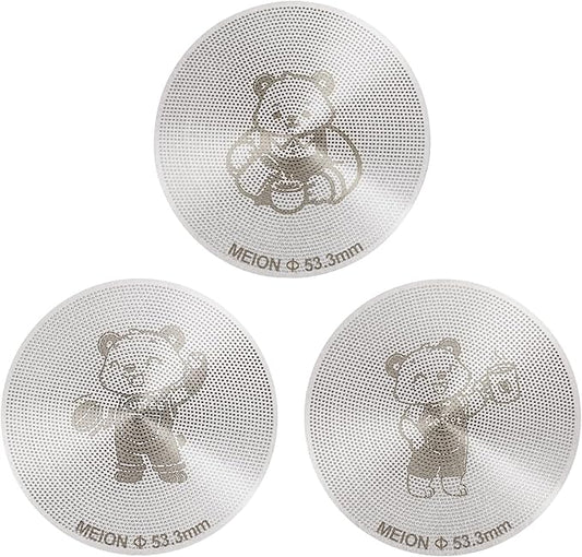 MEION 53.3mm Espresso Puck Screen-3 Pack 0.2mm Ultra Thin Espresso Puck, Stainless Steel Reusable Coffee Filter, Compatible with Espresso Machine 54mm Portafilter Basket