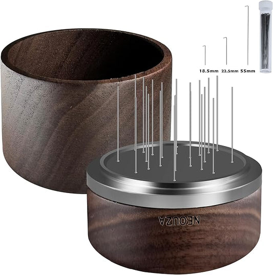 NEOUZA Palm WDT Tool Spinning Espresso Stirrer with Cover,24 Pins, 3 Length Trimmable, Distribution Leveler Accessories for Coffee Machine Portafilters (51mm)