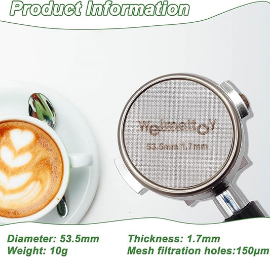 53.5mm Espresso Puck Screen Reusable Espresso Filter Screen 316 Stainless Steel Portafilter Screen for Breville 2 Pack