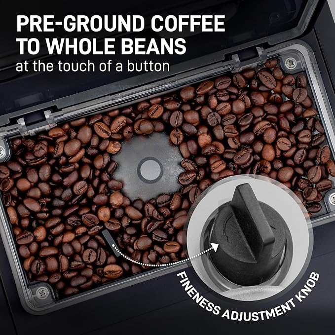 Zulay Kitchen Magia Ultra LUX Super Automatic Espresso Machine, Bean-to-Cup Coffee Maker with Built-In Grinder, Automatic Milk System, 19 One-Touch Specialty Drinks, Touchscreen, Black