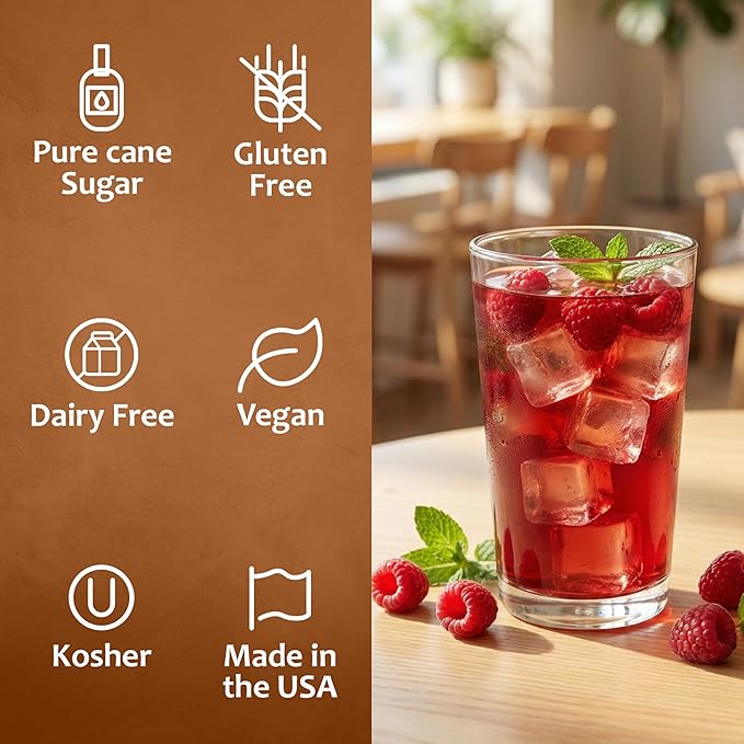 Syruvia Raspberry Tea Flavored Syrup for Drinks, Cocktails, Lemonades, Iced Teas and Desserts – 25.4 fl oz