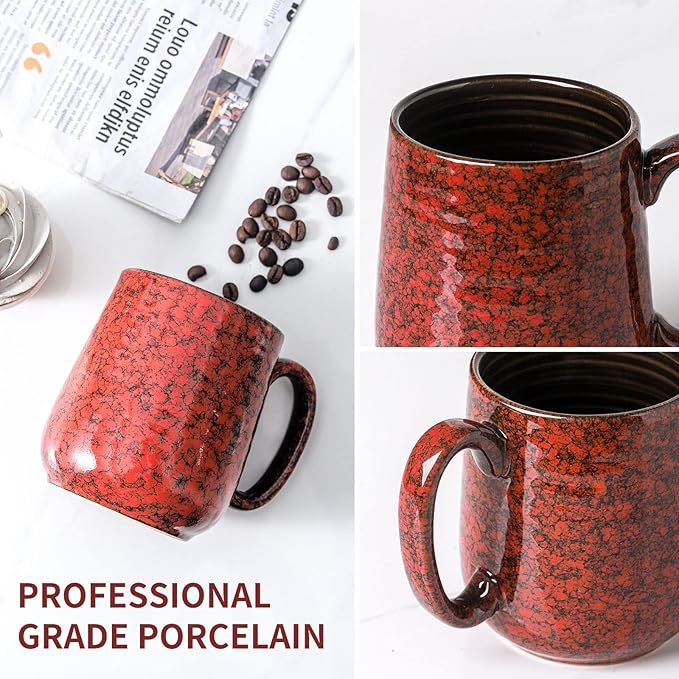Hasense Large Coffee Mug, Coffee Cup Ceramic for Men and Women, 20 oz Stoneware Mug for Tea Soup Milk as Gifts, Dishwasher and Microwave Safe(Red)