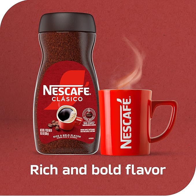 NESCAFÉ CLÁSICO Instant Coffee, Dark Roast Coffee, 1 Jar (10.5 Oz)