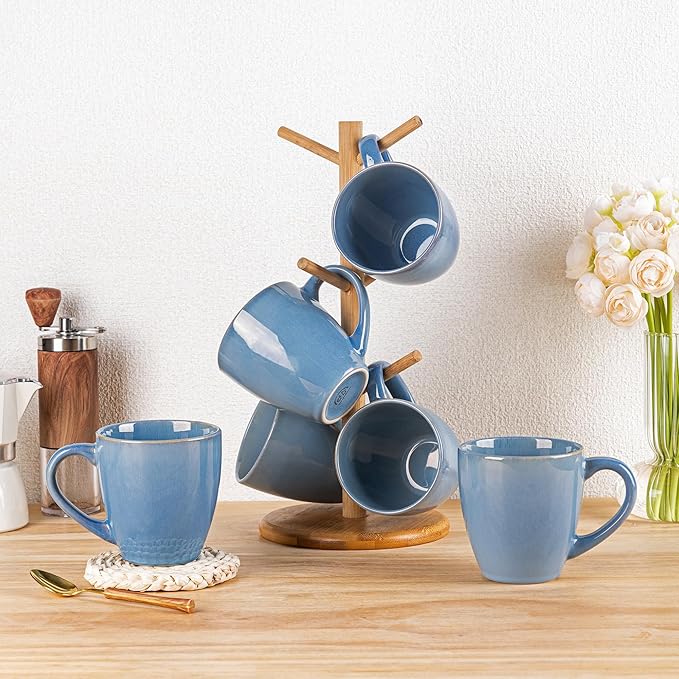 GBHOME Ceramic Coffee Mugs Set of 6, 12oz Stoneware Coffee Mugs Set For Dad Mom Women MEN, Light Weight Coffee Cups for Latte/Tea/Beer/Hot Cocoa, Dishwasher & Microwave Safe