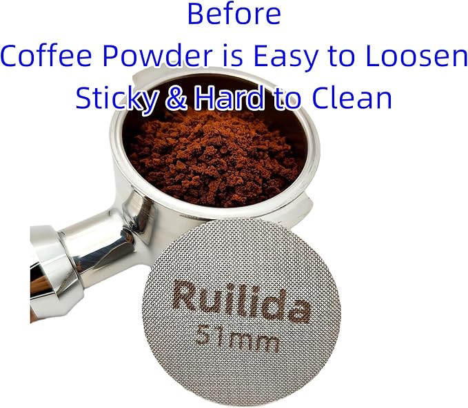 Espresso Puck Screen 51mm, Reusable 1.7mm Thickness 150μm 316 Stainless Steel Professional Barista Coffee Filter Mesh Plate for Espresso Portafilter Filter Basket (51mm)