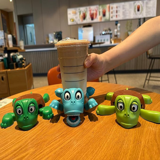 JOD®Turtle Cup Holder,Turtle Coaster with Funny Expression, Cup Holder with Liftable Limbs & Expressive Face for Turtles,Tortoise Lover Gag Gifts Home Decor(Blue)