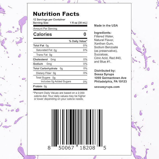 Sessa Syrups Sugar Free Lavender Syrup - 11.8 Fl Oz - Keto-Friendly, Zero Calorie, Gluten-Free - Natural Flavoring for Coffee, Tea, Cocktails, and More