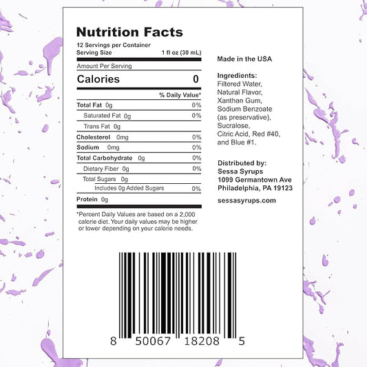 Sessa Syrups Sugar Free Lavender Syrup - 11.8 Fl Oz - Keto-Friendly, Zero Calorie, Gluten-Free - Natural Flavoring for Coffee, Tea, Cocktails, and More