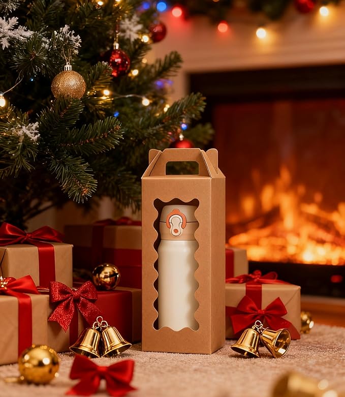 25Pcs Tumbler Gift boxes for glass cup with Handle for 16oz 18oz 20oz Sublimation Glass, Cup boxes for packaging 16oz,Tumbler Packaging Boxes with window for gifts,Water bottle gift boxes（Brown）