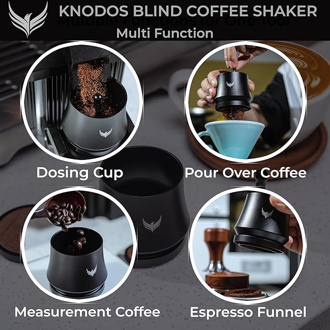 KNODOS Blind Espresso Shaker 58mm with Walnut Lid | Magnetic Dosing Cup for 58 mm Portafilters | Coffee Grounds Distribution Tool