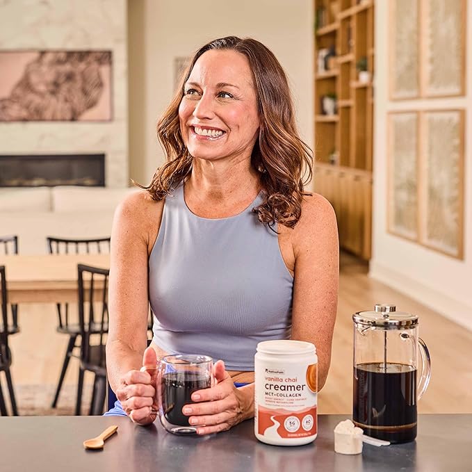 NativePath Vanilla Chai Keto Coffee Creamer, 30 Servings - MCT Oil & Collagen Protein, Sugar Free, Non-Dairy - Grass-Fed, Monk Fruit Sweetened (7.1 oz)